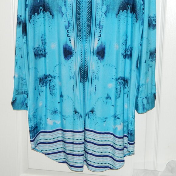 2 for/$40 Nygard Blue Half Button Up Pull Over 3/4 Sleeves Long Tunic Size Small - Picture 11 of 16
